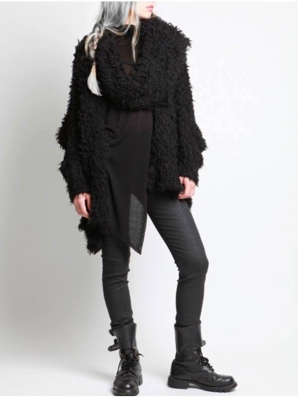 NWOT! Lurdes Bergada lightweight crochet asymmetrical sweater wrap. UNIQUE!
